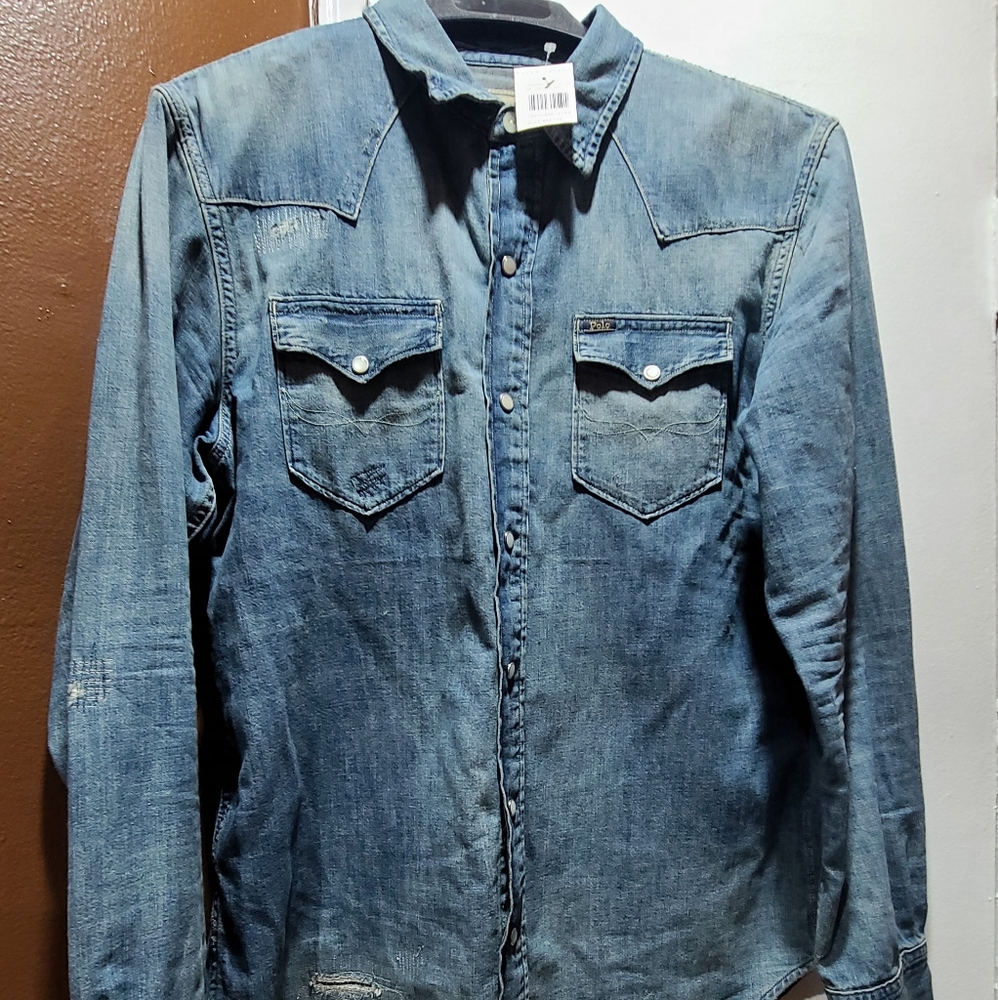 Ralph Lauren Polo Western Distress Button Down New with Tags